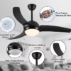 Ventilador 42" negro  Control Remoto  6 Velocidades