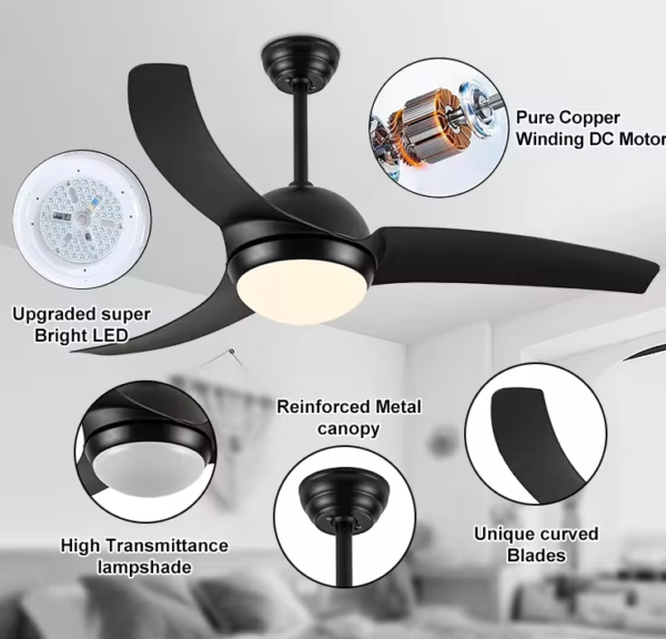 Ventilador 42" negro  Control Remoto  6 Velocidades